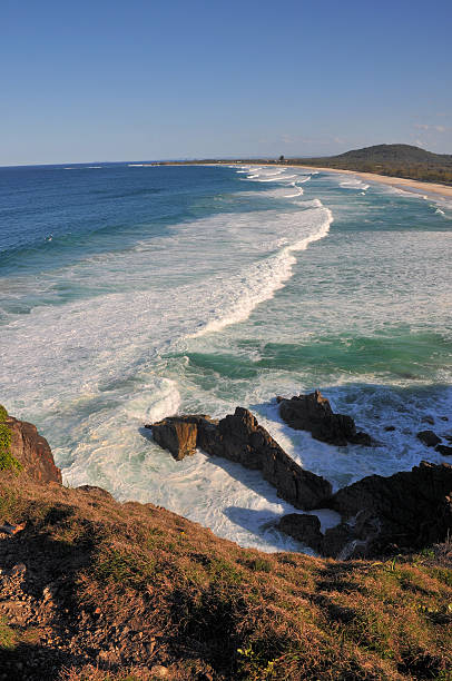 Beach view with wave line (Australia) stock photo