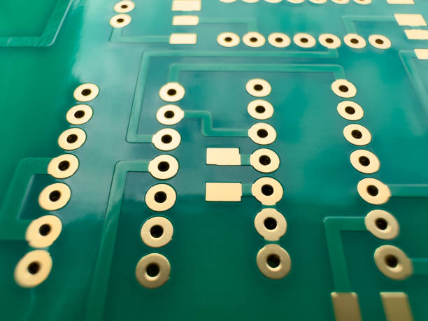 istock Gold contacts on green PCB 1537578987