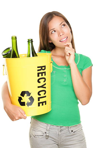 Recycling woman thinking