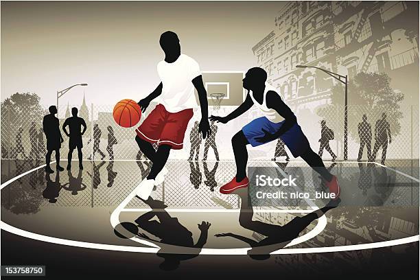 Rua De Basquetebol - Arte vetorial de stock e mais imagens de Basquetebol - Basquetebol, Bola de Basquetebol, Quadra desportiva