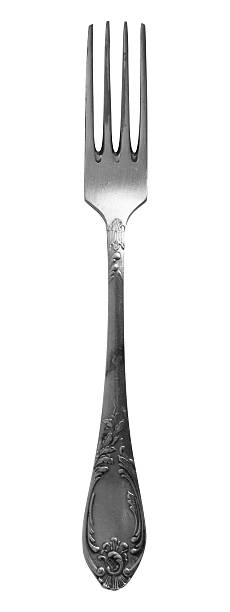 Silver fork with clipping path stock photo