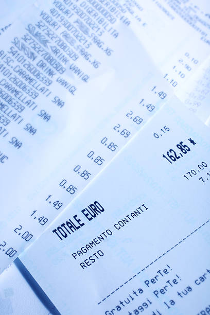 istock Macro of receit paper - italian language 153759030
