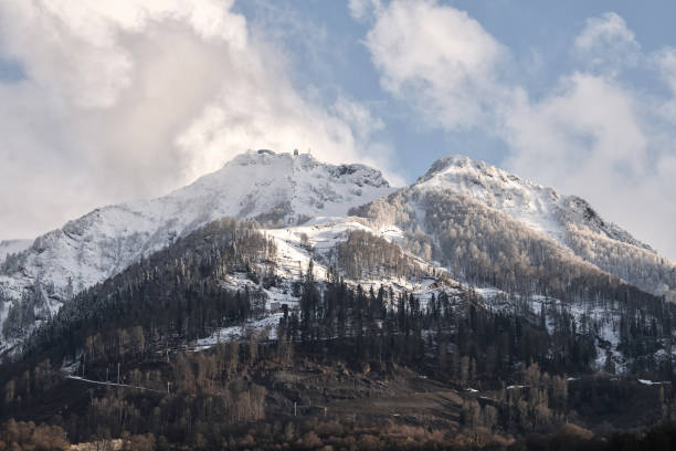 istock Clouds in sky move over mountains during sunny day timelapse 1537594039