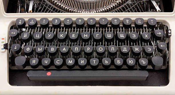 old mecanografía dispositivo - typewriter typebar alphabet retro revival fotografías e imágenes de stock