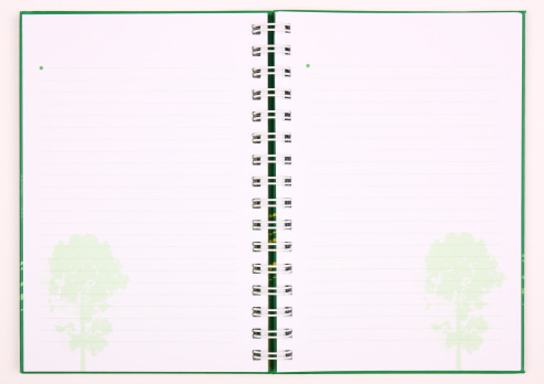 blank notebook white paper with tree picture for take notes (isolate)