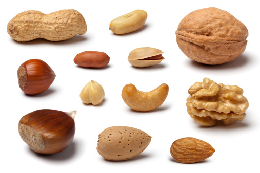 Peanut nuts with shell isolated on white background