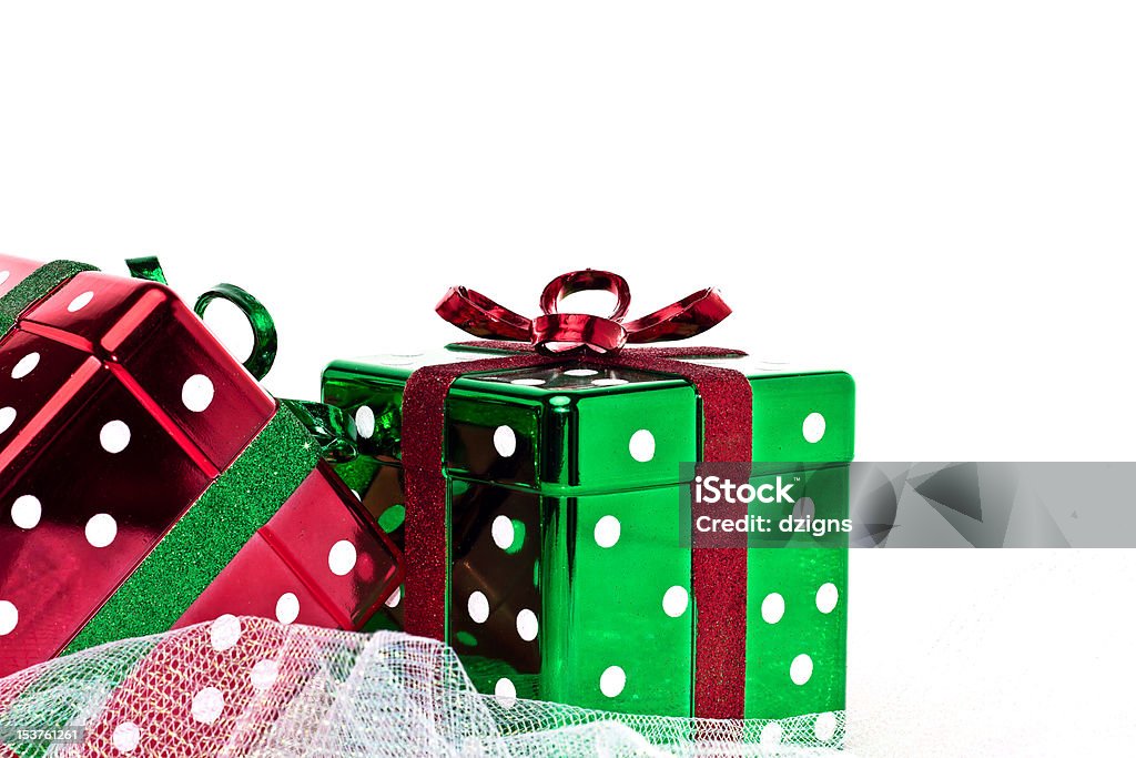 Dos cajas de regalo de navidad glittery square - Foto de stock de Blanco - Color libre de derechos