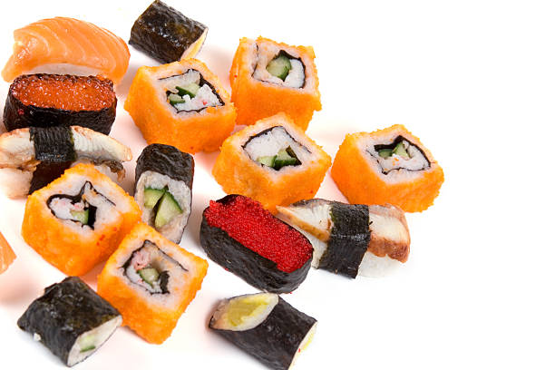 istock Traditional japanese sushi and rolls 153761809