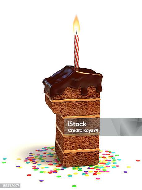 Number One Shaped Chocolate Cake Stock Photo - Download Image Now - Cake, Number 1, Single Object