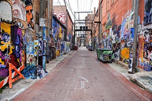 istock Street with graffiti on the walls 153762128