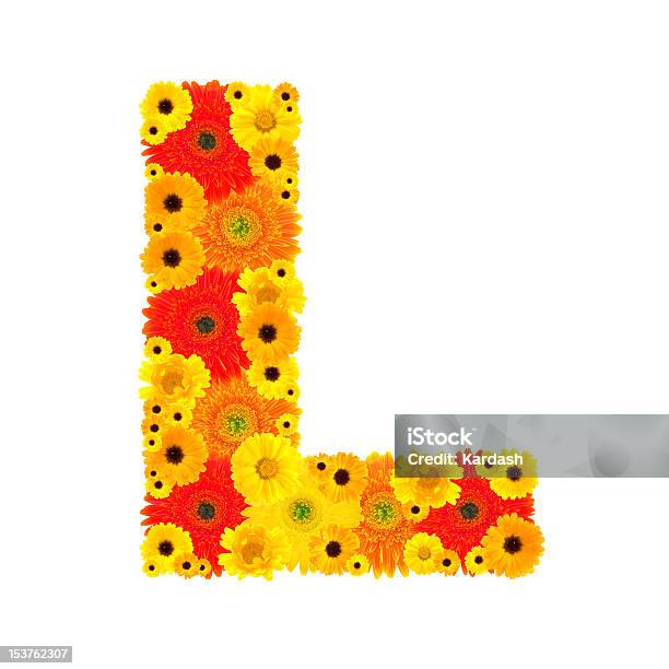 Foto de Alfabeto De Florl e mais fotos de stock de Amarelo - Amarelo, Cabeça da flor, Figura para recortar