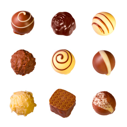 Collection of the Luxury Belgian chocolate a white background