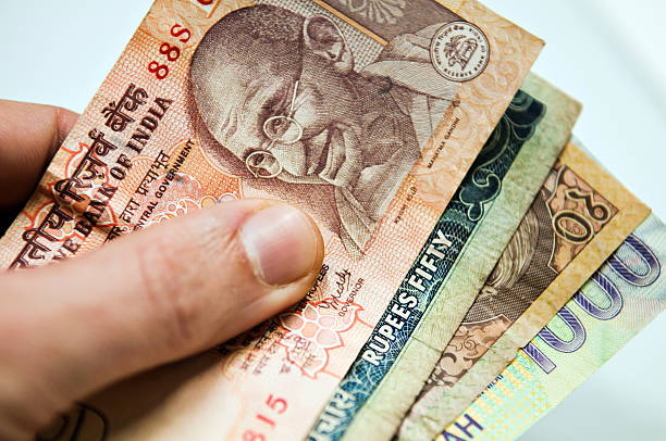 Rupees bills stock photo