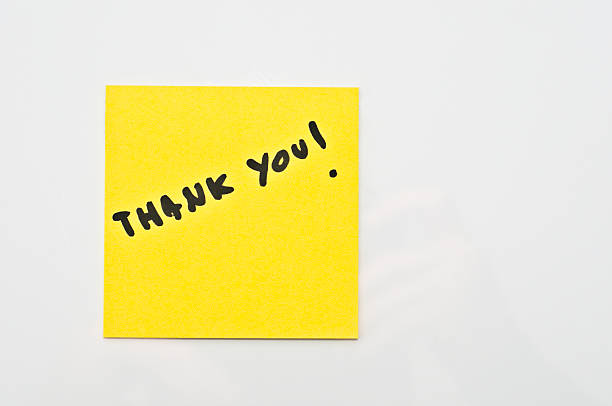 istock Yellow square Post it with Thank you 153763604