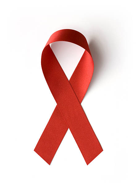 l'aids - aids awareness ribbon ribbon bow cut out foto e immagini stock