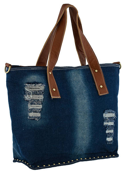 istock Blue jeans women bag at white background 153763937