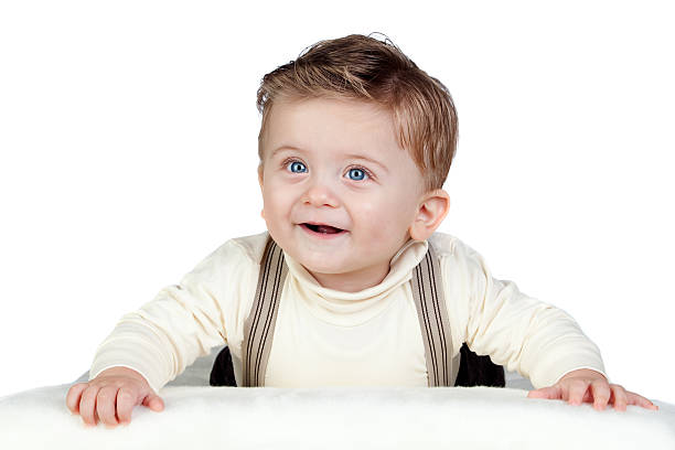 istock Beautiful blond baby with blue eyes 153766266