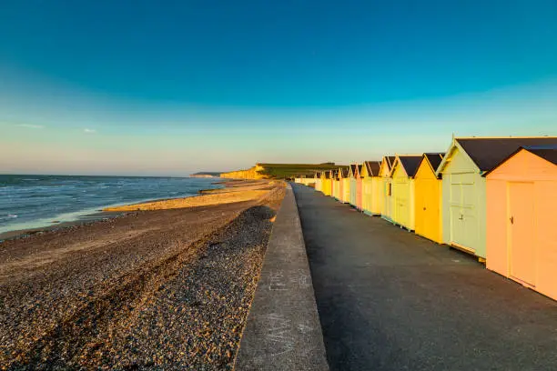 Evening beach walk in beautiful Normandy near Saint-Aubin-Sur-Mer - France