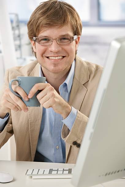 istock Happy businessman with coffee 153766893