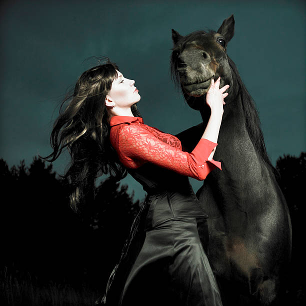 istock Beautiful girl and horse 153767280
