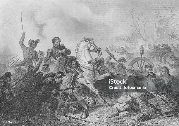 Battle Wilsons Creekherbst General Lyon 1863 Gravur Stock Vektor Art und mehr Bilder von Sezessionskrieg
