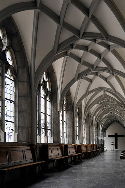 Ancient arch in cloister stock photo