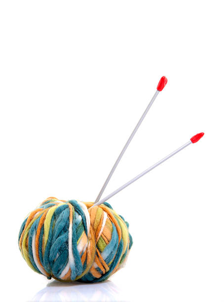 tangled yarn, tangled colorful sewing threads on white background with copy space.