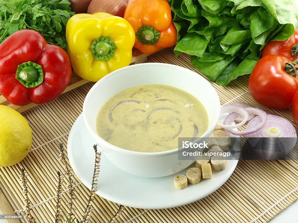 Bowl of onion soup Bowl of onion soup with vegetables backgrround Food Stock Photo