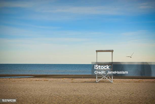 Lifeguard Station On An Empty Beach Stock Photo - Download Image Now - Connecticut, Beach, Milford - Connecticut