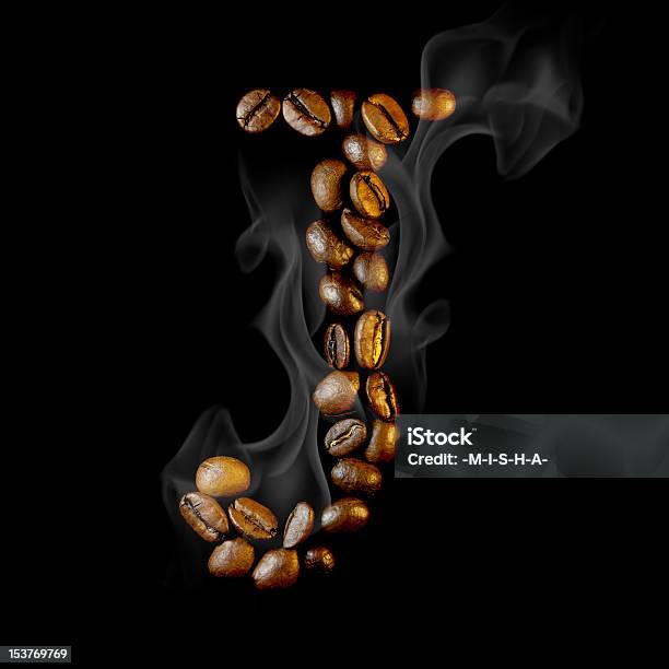 Coffee Letter Stock Photo - Download Image Now - Alphabet, Black Background, Black Coffee