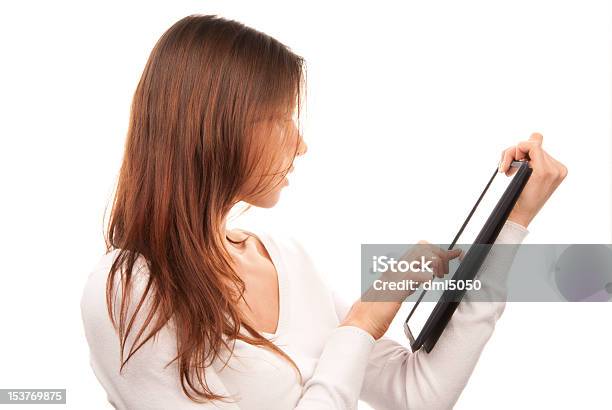 Woman Typing On Electronic Tablet Touch Pad Stock Photo - Download Image Now - Adult, Communication, Computer