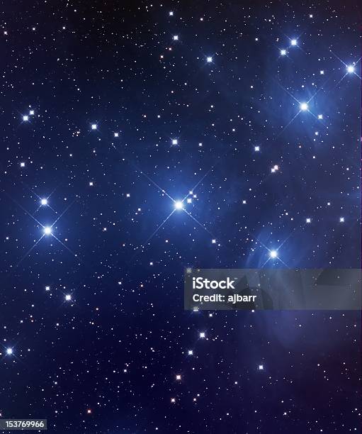 Pleiades Star Cluster - Fotografie stock e altre immagini di Astronomia - Astronomia, Blu, Brillante
