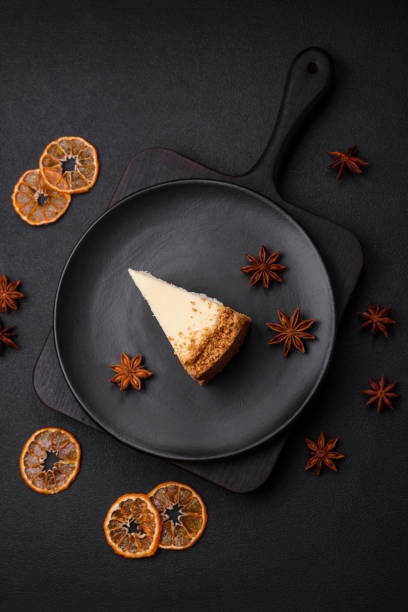 istock Delicious sweet cheesecake cake on textured concrete background 1537700804