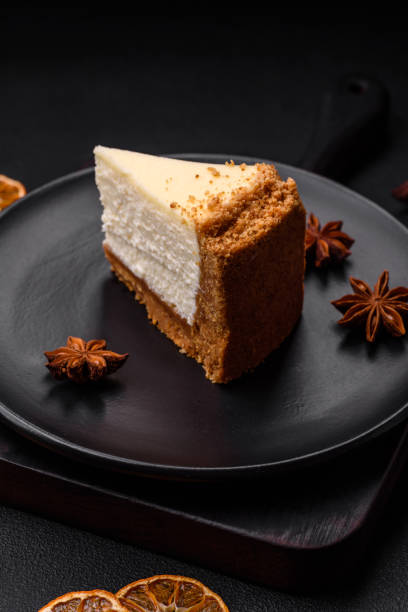 istock Delicious sweet cheesecake cake on textured concrete background 1537701318