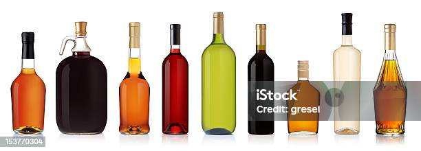 Set Of Bottles Isolated On White Background Stock Photo - Download Image Now - Bottle, Alcohol - Drink, White Background