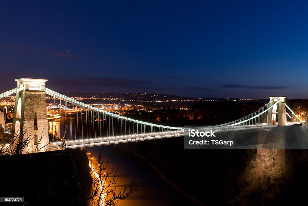 Bristol-Hängebrücke in der Dämmerung - Lizenzfrei Abenddämmerung Stock-Foto