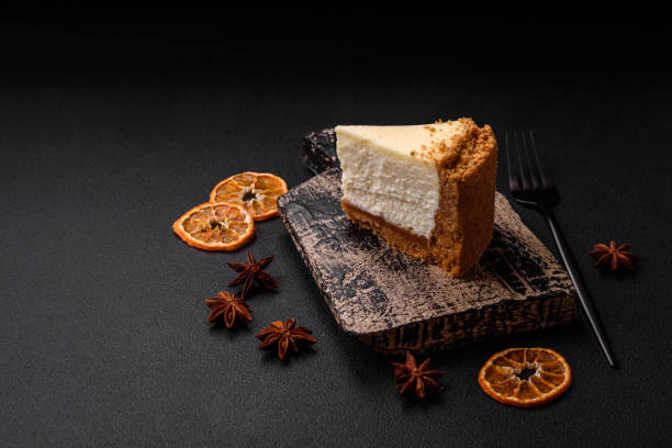 istock Delicious sweet cheesecake cake on textured concrete background 1537711231