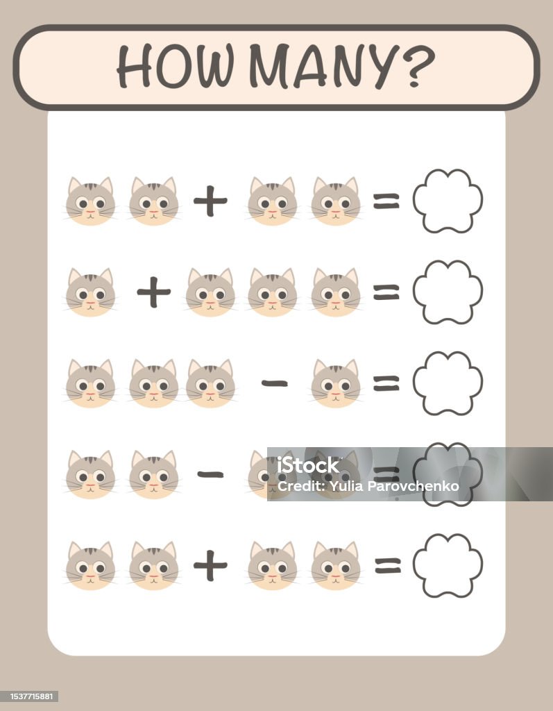 Math Addition Worksheets Vector Stock Vector Preschool Addition Math Worksheet Template Stock Illustration ...