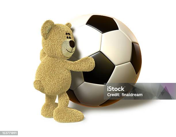 Nhi Bear Envolve Uma Grande Bola De Futebol - Fotografias de stock e mais imagens de Abraçar - Abraçar, Animal, Atividade desportiva