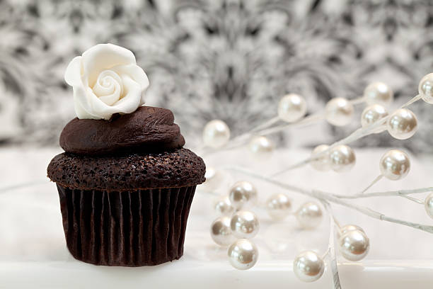 Chocolate Cupcake Against An Elegant Background stock photo