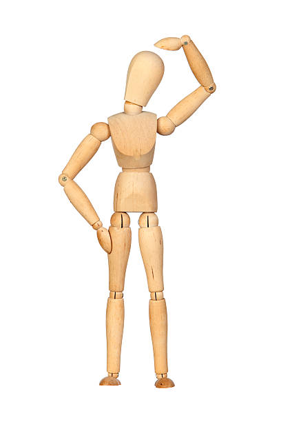 istock Pensive jointed wooden mannequin 153773813