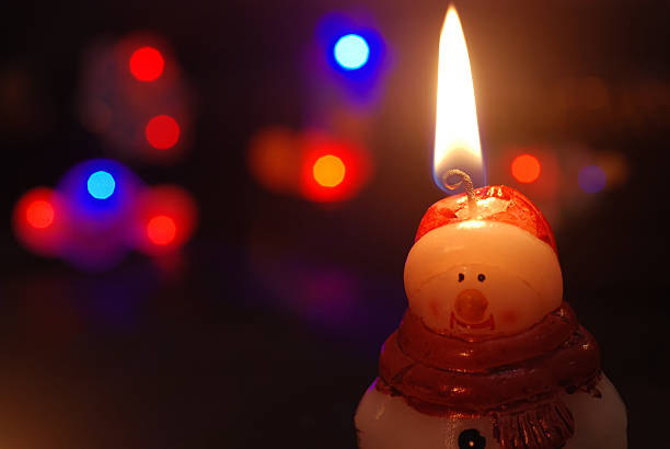 Snowman-Christmas candles Snowman Candle gloriole stock pictures, royalty-free photos & images