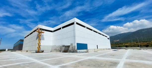 Factory Building Under Construction Awaiting Exterior Painting