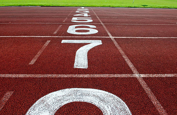 istock Starting lane of running track 153775323