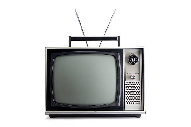 Retro vintage television on white background stock photo