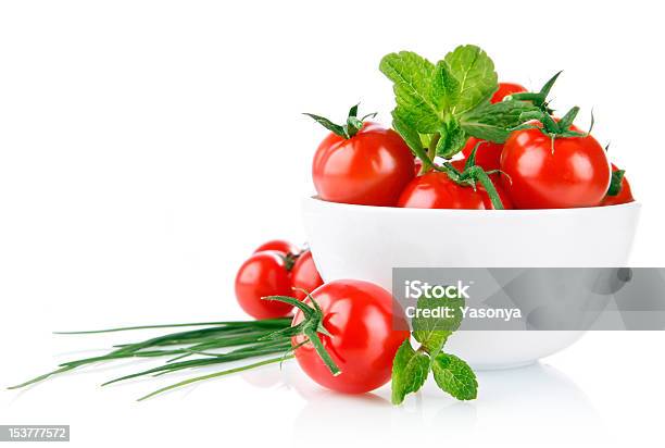 Fresh Tomatoes With Green Leaf Stock Photo - Download Image Now - Composition, Food, Freshness