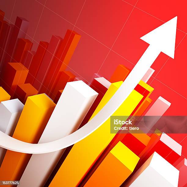 Financial Stat And White Arrow Stock Photo - Download Image Now - Arrow Symbol, Backgrounds, Business