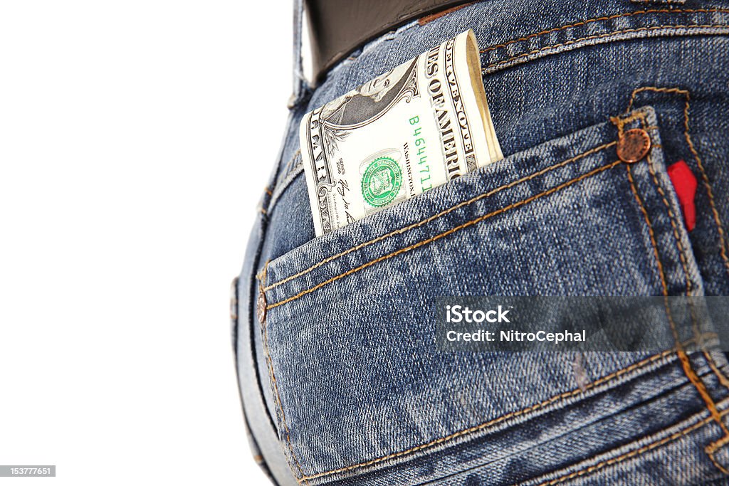 Bolso com dinheiro - Foto de stock de Azul royalty-free
