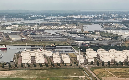 amsterdam, netherlands - June 28 2023: port of Amsterdam around amsterdam rijn kanaal and industry around it