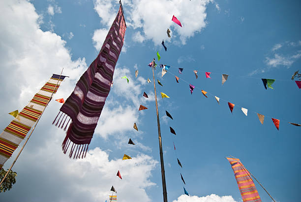 istock woven thai silk flag against the sky 153779058